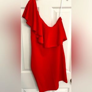 NWOT SHEIN Red One Shoulder Mini Dress